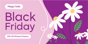Black Friday sale twitter post design template with flowers