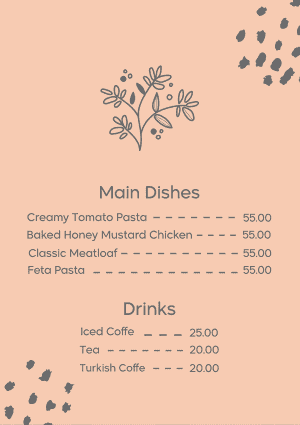 Simple menu design template easy editable