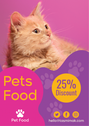Pet shop flyer template with a beautiful cat