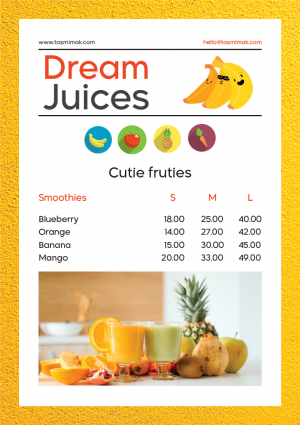 Fruit juice menu design | juice bar menu template