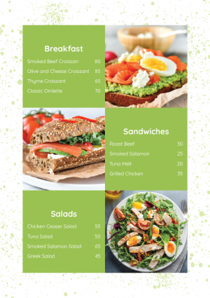 قالب قائمة طعام صحية أخضر جاهز للكتابة