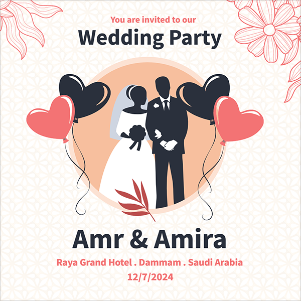 Modern wedding party invitation card template