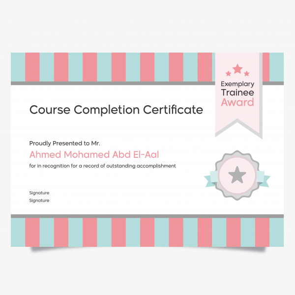 Beautiful Training Completion Certificate Template