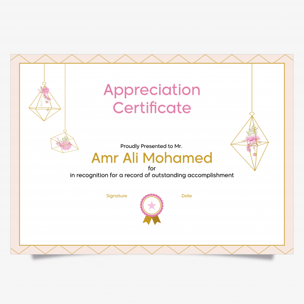 Elegant Appreciation Certificate Mockup 