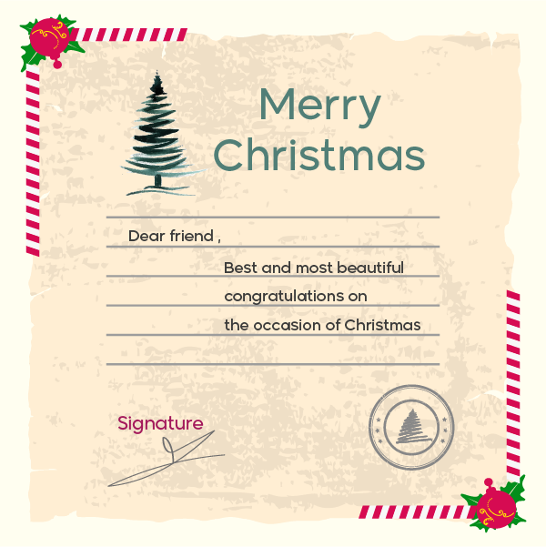 Beautiful Christmas Postcard Template Online PSD