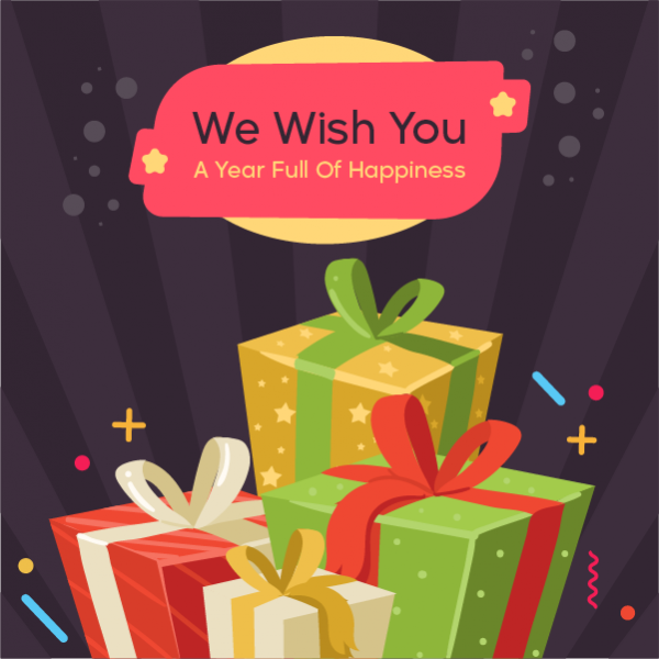 New Year&#039;s Interactive Post Templates With Gifts Vector