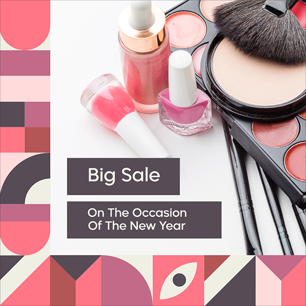 New Year Cosmetics Offer Social Media Post Template PSD 
