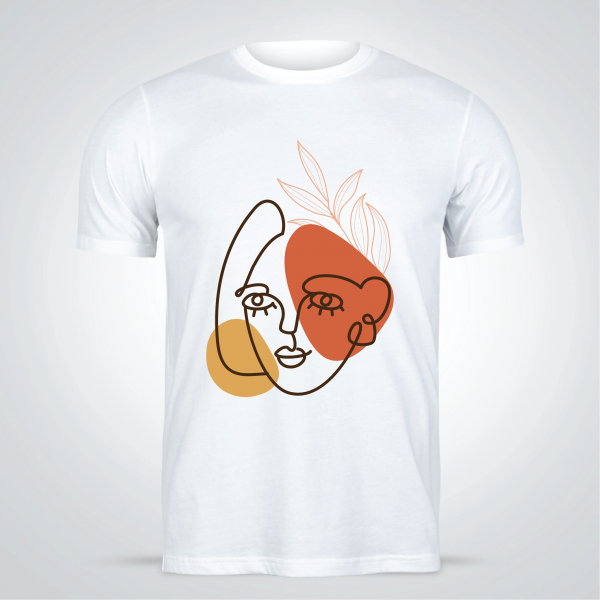 Abstract Drawing Woman Face T Shirt Design Template