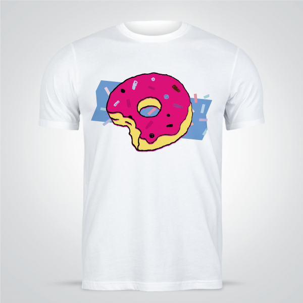 Hand Drawn Cute Donut On T Shirt Design