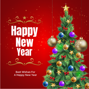 Happy New Year Social Media Post With Christmas Tree