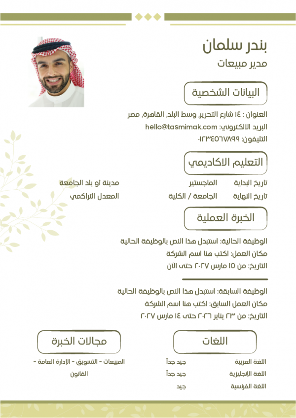 Unique Resume Templates |  Arabic CV Template PSD