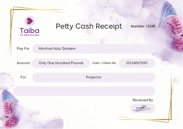 Petty Cash Format |  Small Business Receipt Template