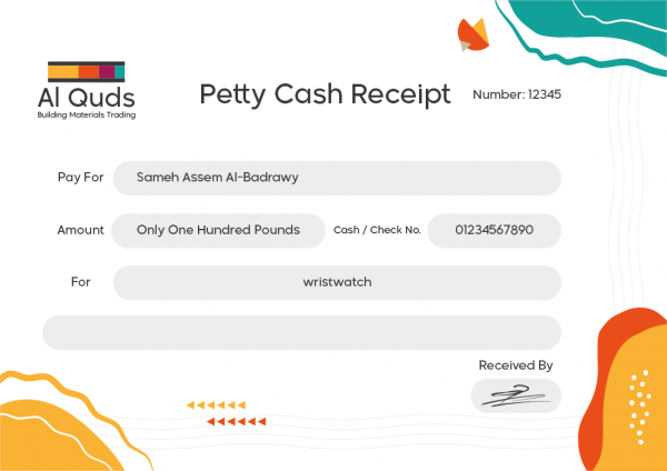 Petty Cash Form | Basic receipt template