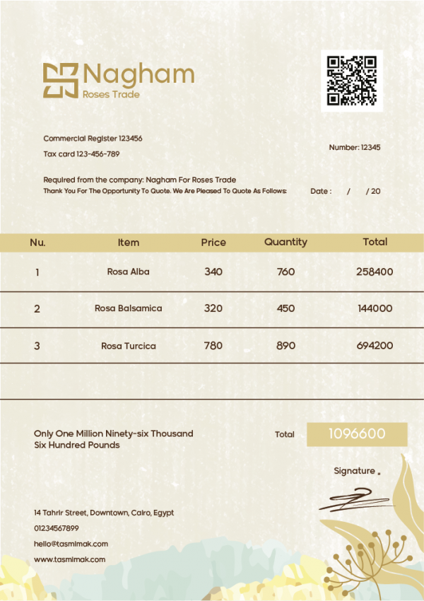 Blank Invoice Template | Online Invoice Maker | E-Invoice QR