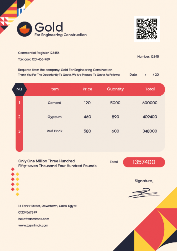 Invoice Sample | Invoice Design With QR Barcode Generator