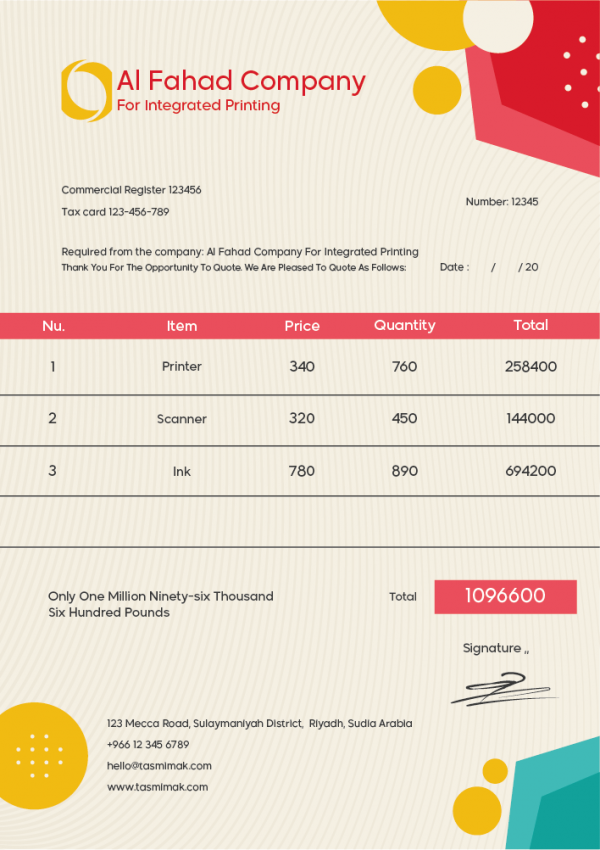 Tax Invoice Template Word | Bill Design Template