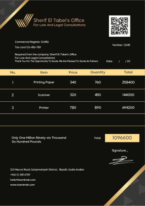 E-Invoice Saudi Arabia | Sales Invoice Template PSD