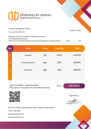 Tax Invoice Template Word | QR On Electronic Invoice Design