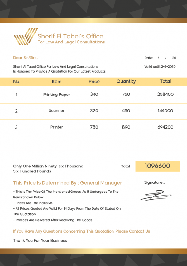 Quotation Template Excel | Professional Quotation Form