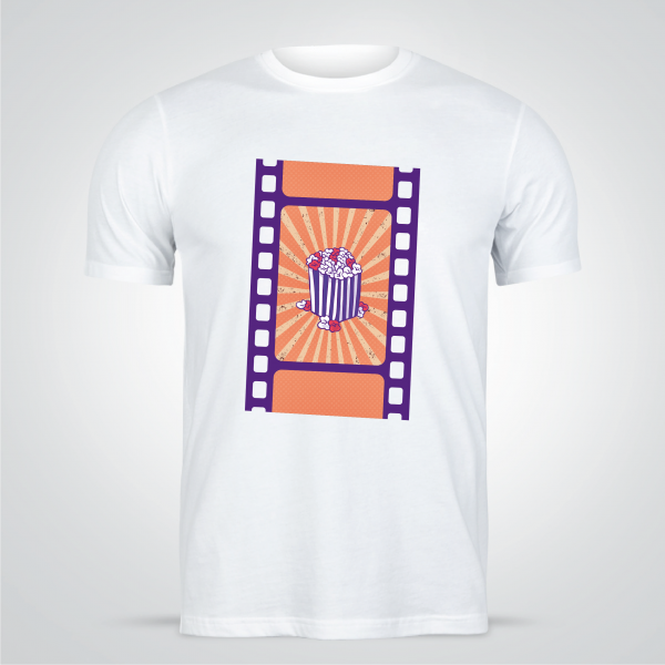Popcorn Snack With Cinema Logo T-Shirt Design