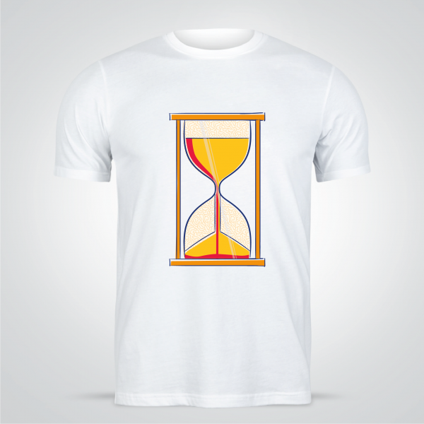 تصميم تي شيرت ساعة رملية جاهز للطباعة | تصميم تيشرت نسائي