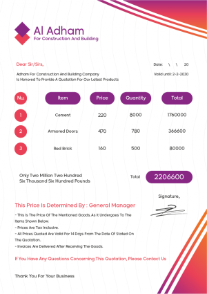 Quotation Cover Letter | Quotation Template Doc