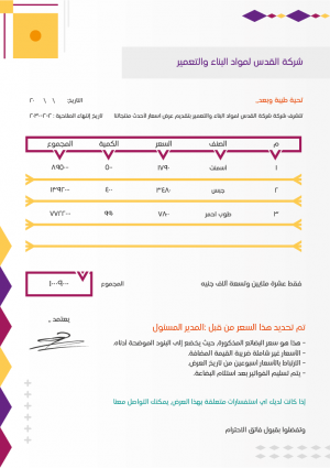 نموذج عرض سعر مقاولات | كيفية كتابة طلب عرض أسعار