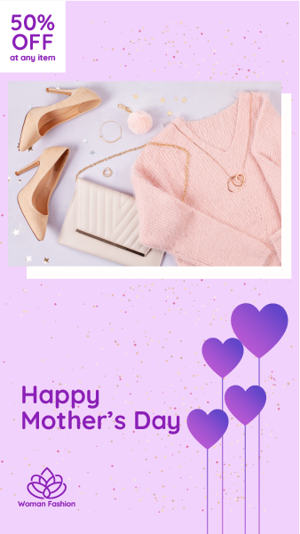 Mother&#039;s Day Fashion Discount Facebook Story Template