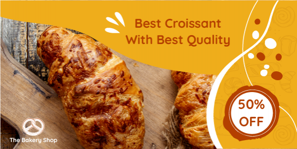 Bakery Twitter Post Design | Croissant Twitter Post Background