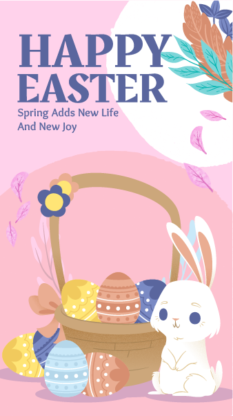 Cute Bunny Happy Easter Facebook Story Template