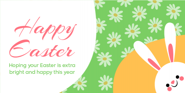 Happy Easter Twitter Post Design With Cute Easter Bunny