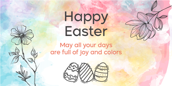 Happy Easter Twitter Post Template with Colorful Background