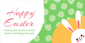 Happy Easter Twitter Post Design With Cute Easter Bunny
