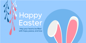Happy Easter Wishes Simple Twitter Post Design With Bunny Ears