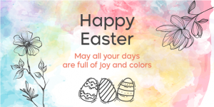 Happy Easter Twitter Post Template with Colorful Background