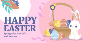 Happy Easter Twitter Post Layout | Bunny Easter Twitter Template
