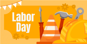 International Workers Day Twitter Post Design with Labor Tools 