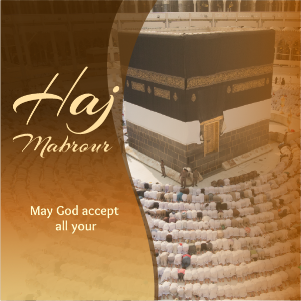 The Best Hajj Mabroor Facebook Post Template with Kabaa Image