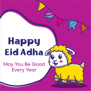 Eid ul Adha Greeting Facebook Post Design with Colorful Eid Sheep