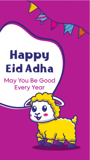 Eid ul Adha Greeting Facebook Story Design with Colorful Sheep