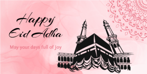 Happy Eid AL Adha Twitter Post Design with Rose Background