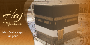 Best Hajj Mabroor Twitter Post Template with Kabaa Image