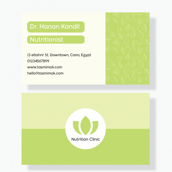 Nutritionist Business Card Template |  Dietitian Business Cards