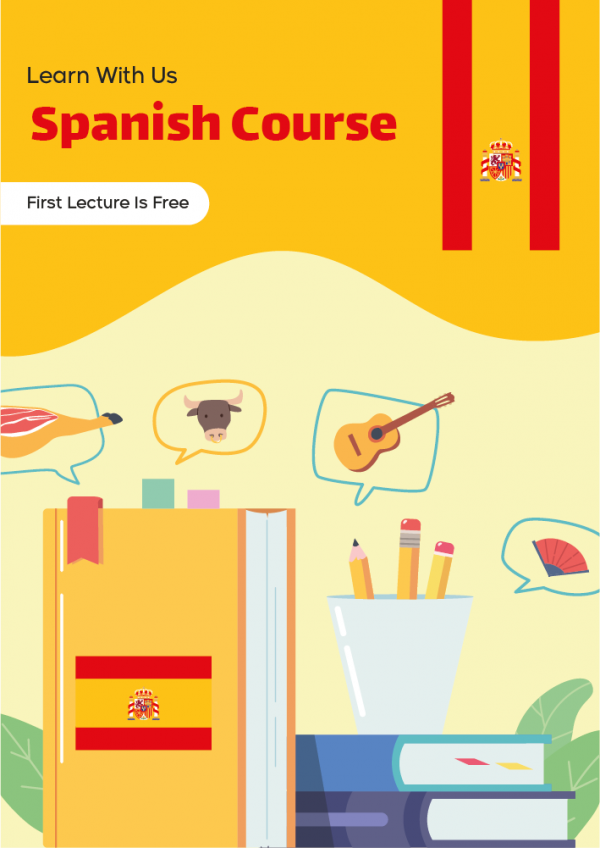 تصميم بوستر اعلاني دورة تعليم الاسبانية | أشكال بوسترات