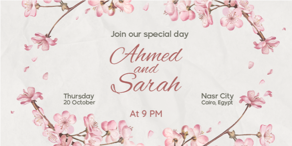 Floral Wedding Invitation Twitter Post Template