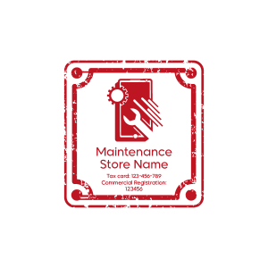 Maintenance Store Stamp Design | Square Stamp Mockup