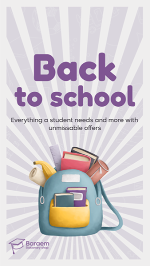 Customizable Facebook Story for Back to School Sale