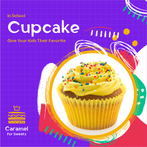 Sweet Cupcake Facebook Post Template Mockup Online