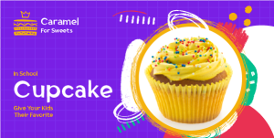 Sweet Cupcake Twitter Post Template Mockup PSD