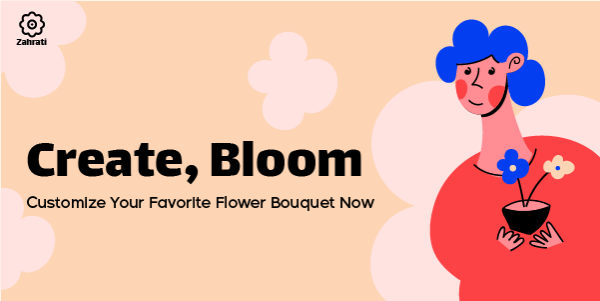 Twitter Post Mockup of Flower Seller Cartoon Character